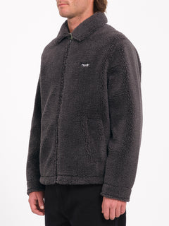 Edwart II Zip Sherpa Jacket - Asphalt Black