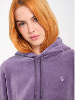 Stone Heart Up Velvet Hoodie - Vintage Violet