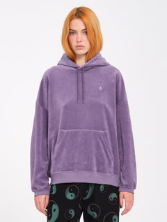 Stone Heart Up Velvet Hoodie - Vintage Violet