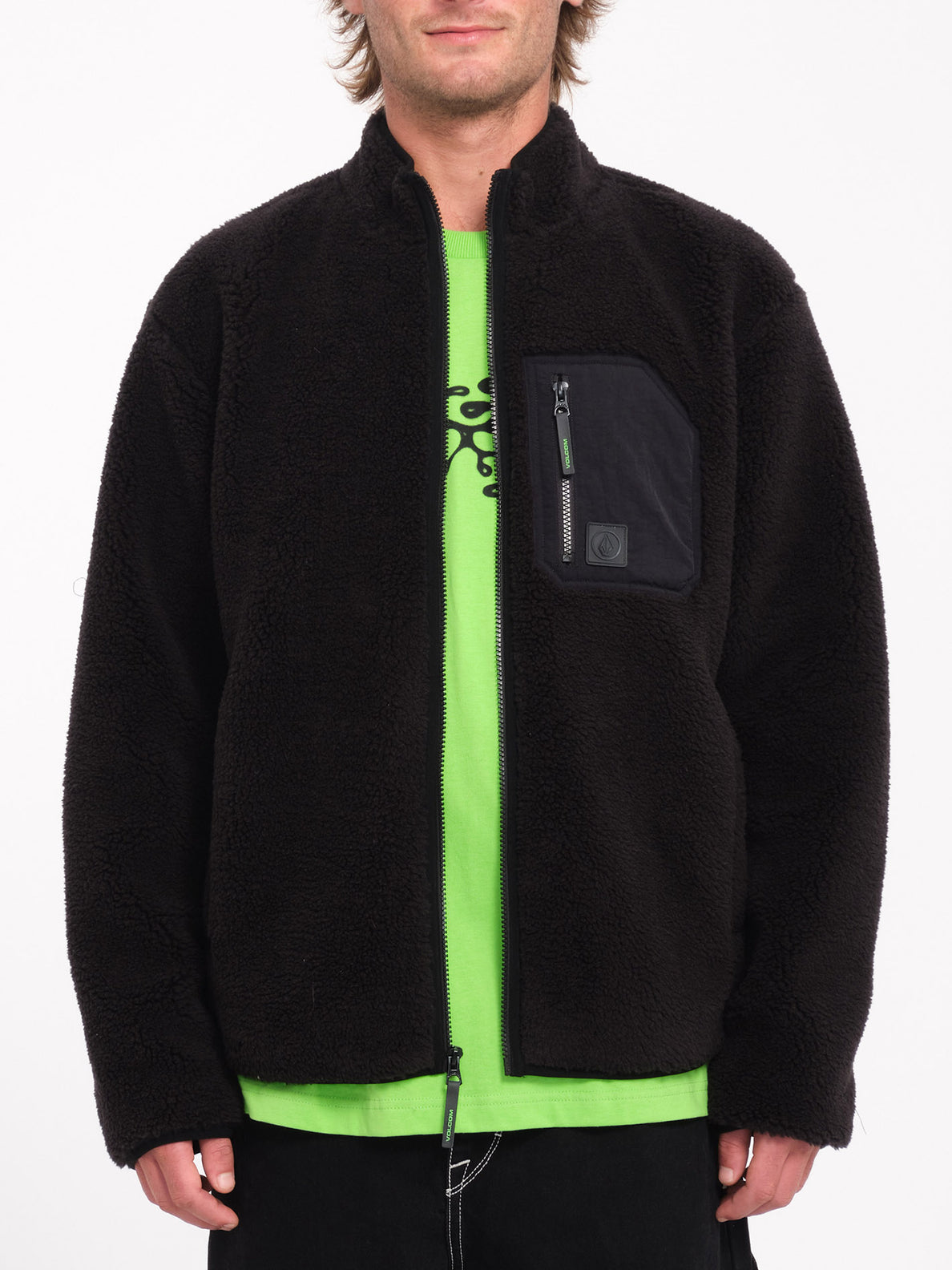 Muzzer Fuzzar Zip Sherpa Sweatshirt - Black