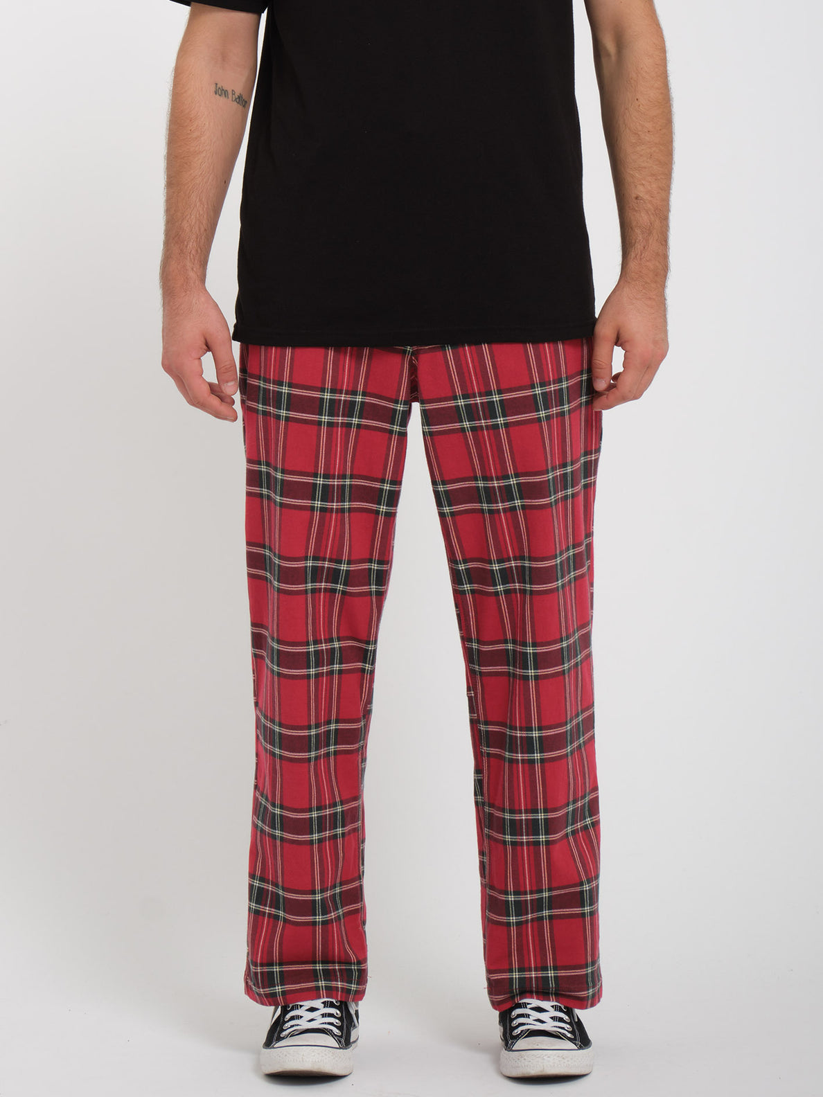 Red Tartan Checked Trousers Slim Plaid Pants (Made in the UK)