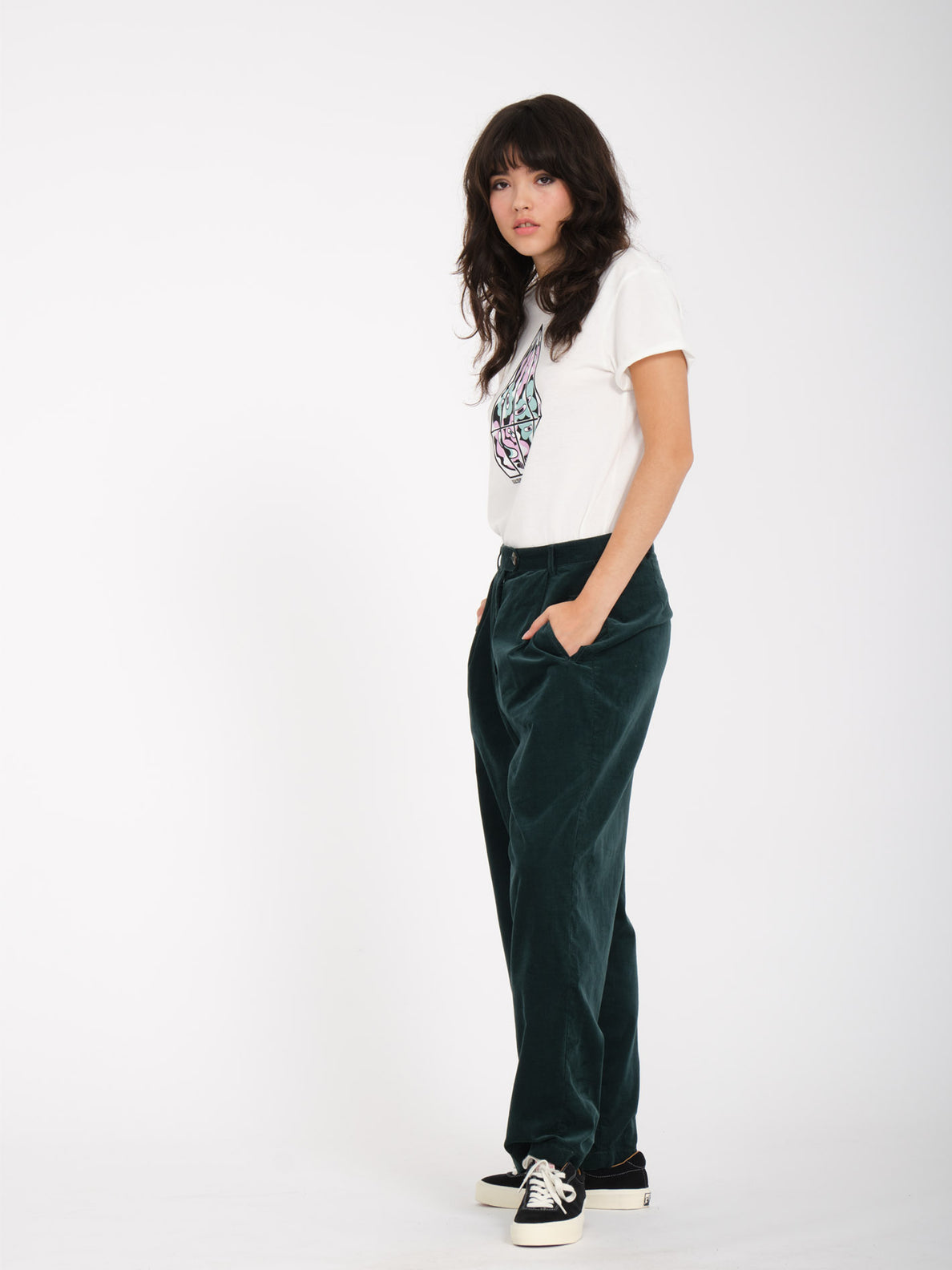 Gabby corduroy trousers - Green - Women - Gina Tricot