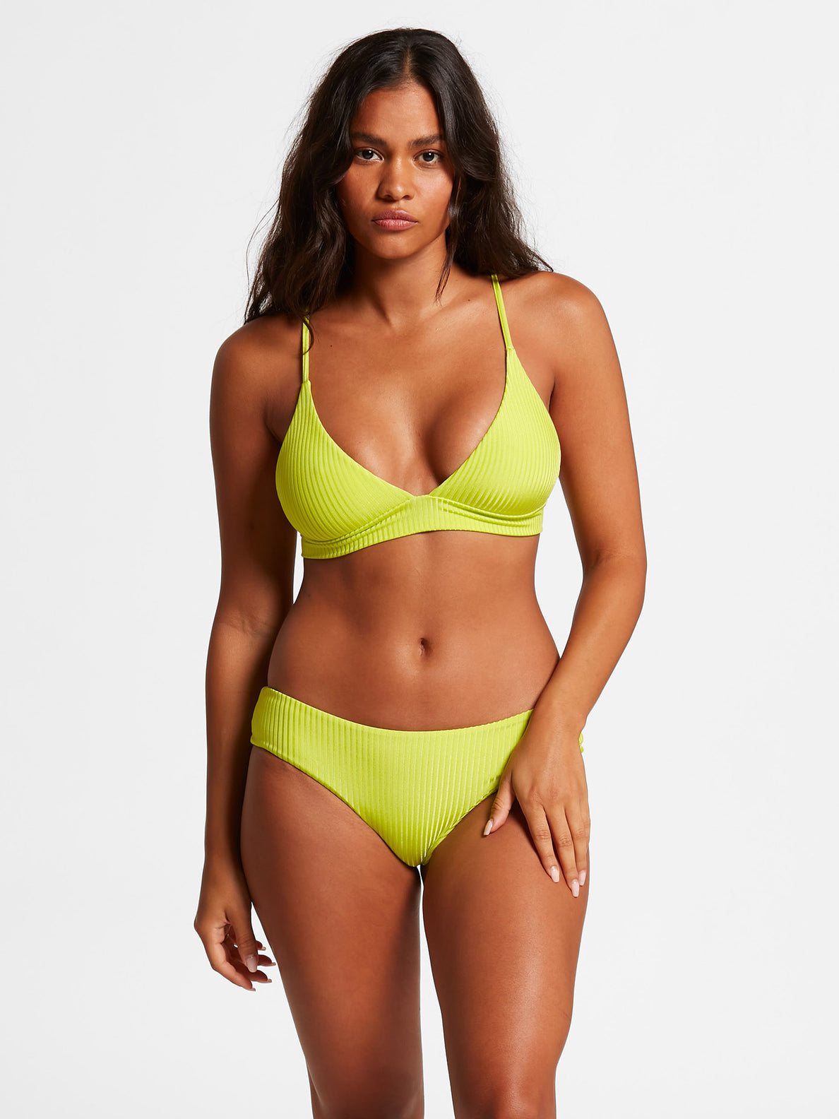 Volcom Simply Rib Triangle Bikini Top Green